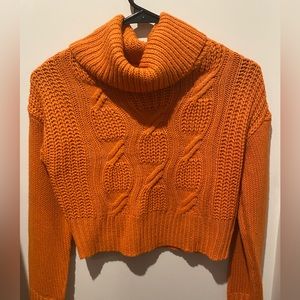 ORANGE TURTLENECK CROP SWEATER // SIZE SMALL